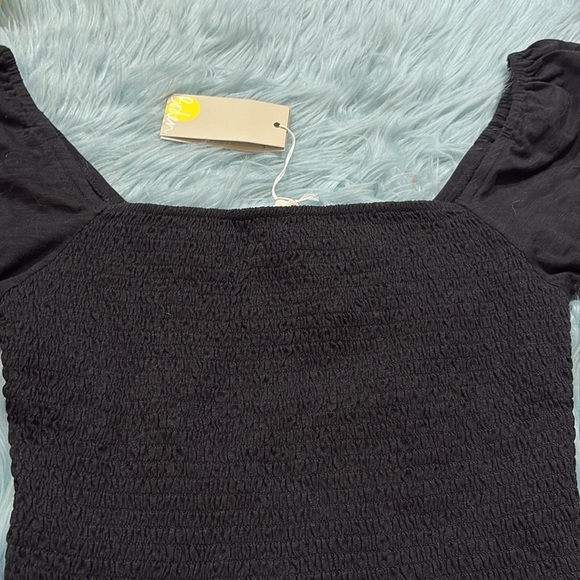 NWT Boden Squareneck Smocked Puff Sleeve Crop Top Black sz 6 - Picture 4 of 11